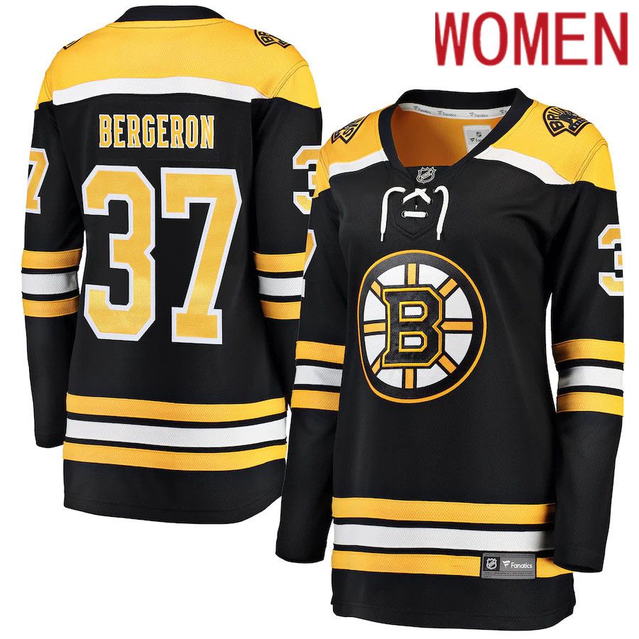 Women Boston Bruins #37 Patrice Bergeron Fanatics Branded Black Home Breakaway Player NHL Jersey->customized nhl jersey->Custom Jersey